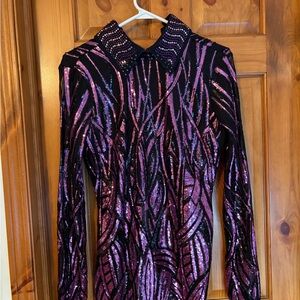 Elegant Sequin Dress in Black and Purple